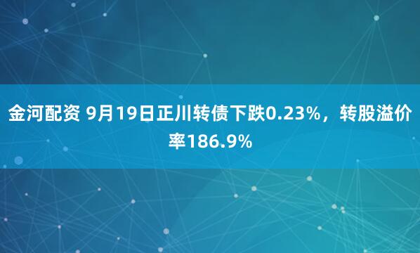 金河配资 9月19日正川转债下跌0.23%，转股溢价率186.9%